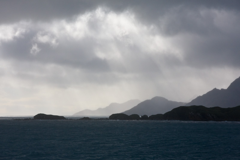 Sun Breaking Through Clouds Over South Georgia Island